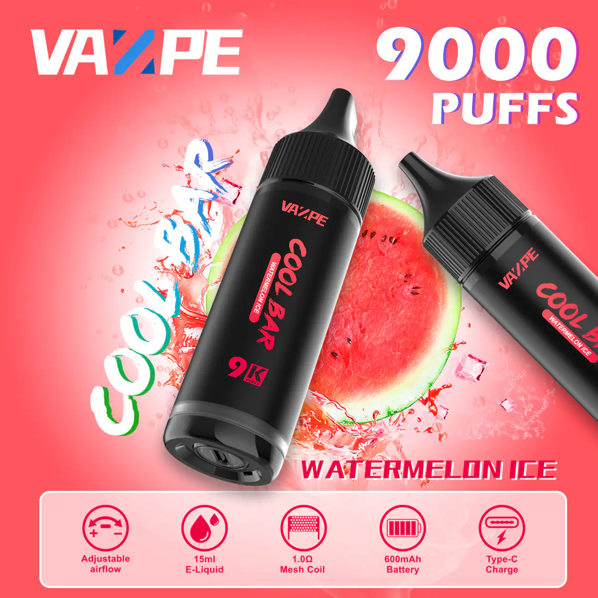 Vazpe Cool Bar 9K Watermelon Ice