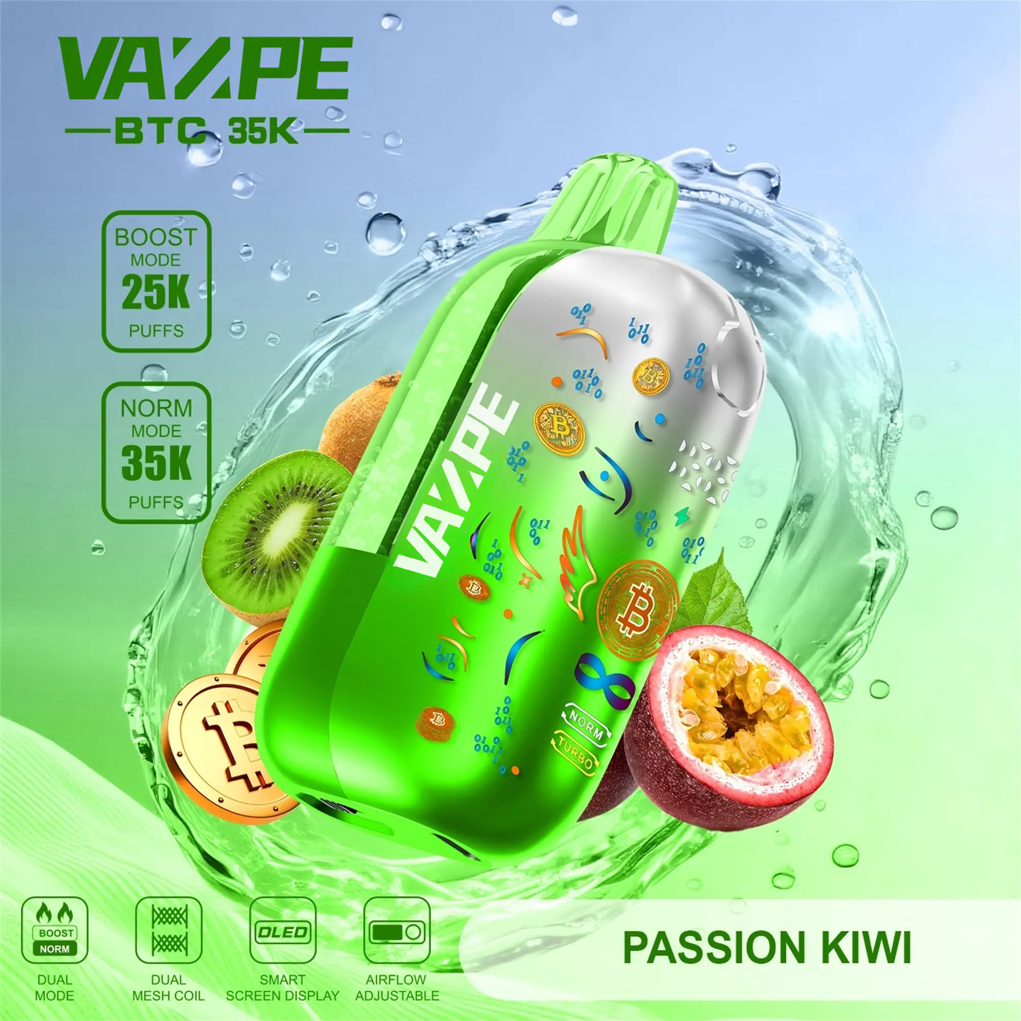 VAZPE BTC 35K Passion Kiwi Flavor